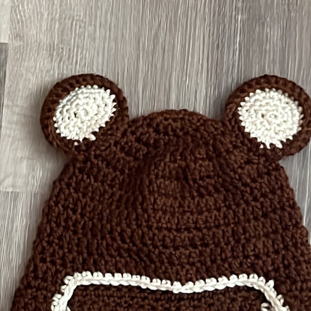 Handknit Crochet Toddler bear Beanie New - Picture 2 of 4